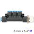Pu Hose Fitting Manifold 4 X 8mm Port X 1/4'm